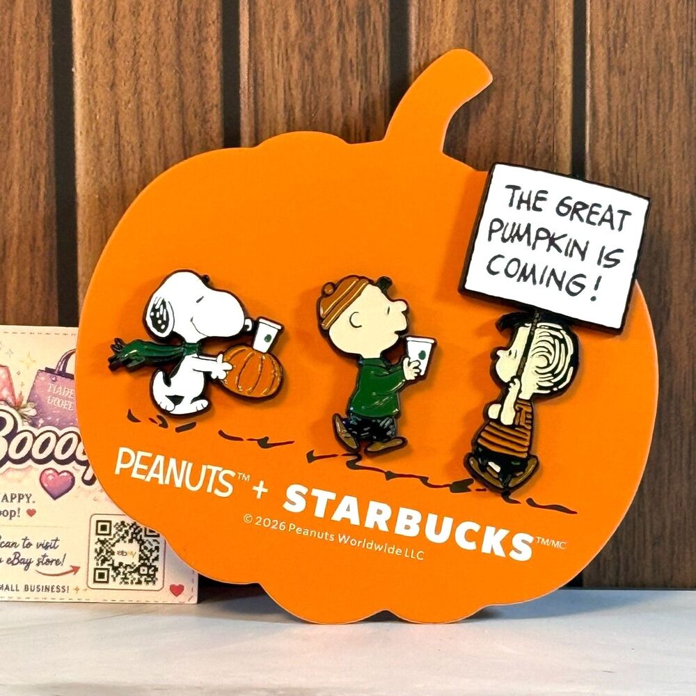 Starbucks x Peanuts SNOOPY Great Pumpkin Enamel Pins (Set of 3) NEW